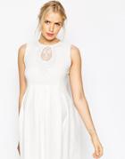 Asos Maternity Textured Skater Dress With Lace Insert - White