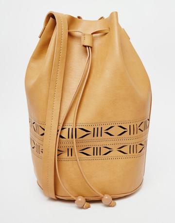 Gracie Roberts Cut It Out Drawstring Bag - Camel