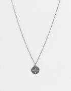 Asos Design Necklace With Compass Pendant In Silver Tone