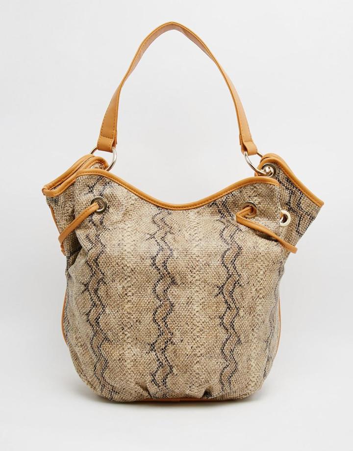 Carpisa Snakeskin Print Bucket Bag - Multi Brown