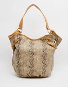 Carpisa Snakeskin Print Bucket Bag - Multi Brown