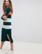 Asos Design Oversized Rib Dress In Block Stripe - Multi