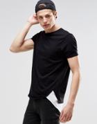 Asos Super Longline T-shirt With Contrast Hem Extender In White