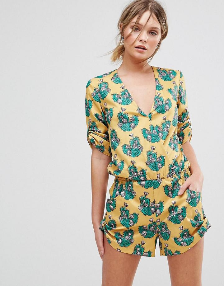 Traffic People Cactus Print Romper-multi