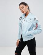 Alpha Industries Ma-1 Nasa Bomber Jacket With Patches - Blue