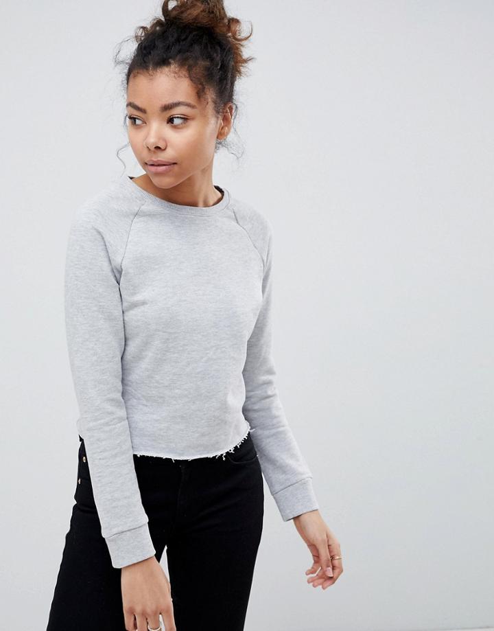Brave Soul Crop Sweatshirt - Gray
