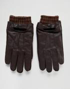 Boardmans Cuff Leather Gloves - Brown
