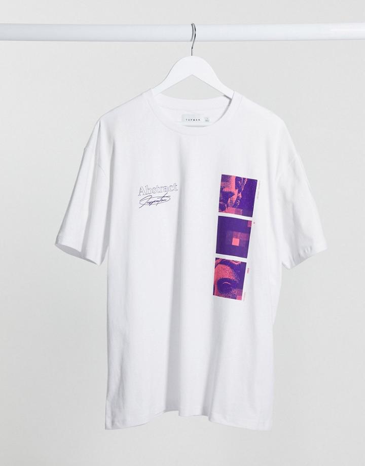 Topman Abstract Block Print T-shirt In White