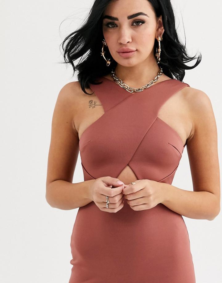 Asos Design Cross Over Low Back Scuba Maxi Dress