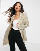 Urban Threads Oversized Double Breasted Blazer In Neutral - Part Of A Set-multi