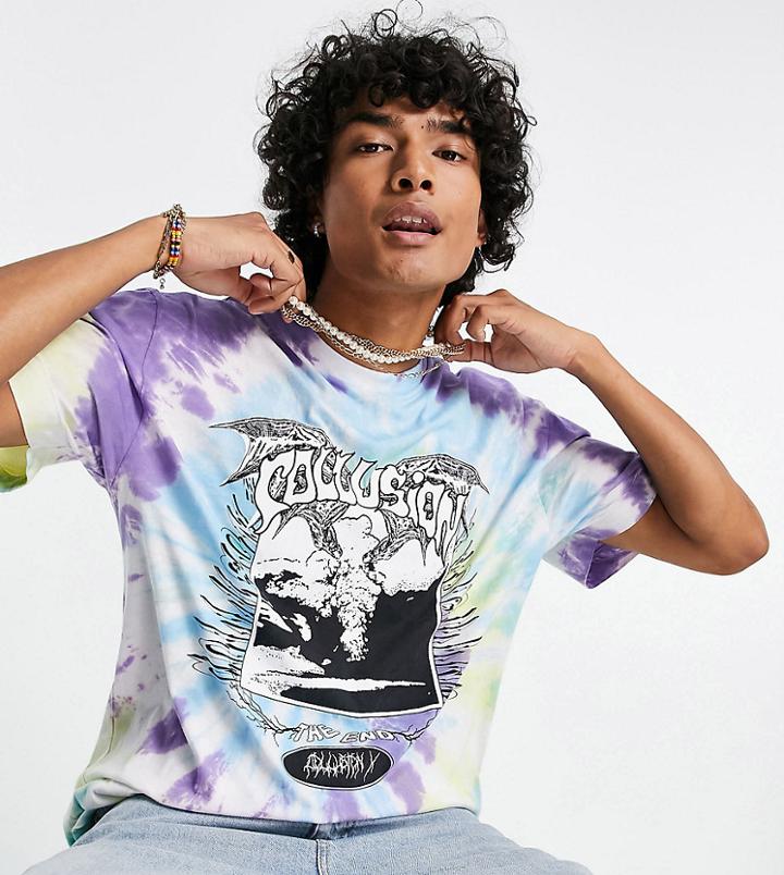 Collusion T-shirt With Print In Blue And Purple Tie-dye-multi