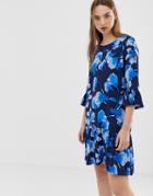 Minimum Floral Dress With Fluted Sleeves-multi