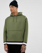 Asos Design Oversized Hoodie In Scuba With Contrast Tipping In Green