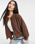Monki Recycled Knit Cardigan In Brown