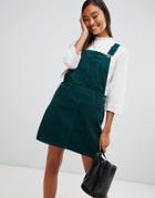 Miss Selfridge Cord Pinafore Dress In Forest Green - Green