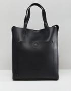 Claudia Canova Twin Handle Tote Bag With Pocket Detail And Additional Strap - Black