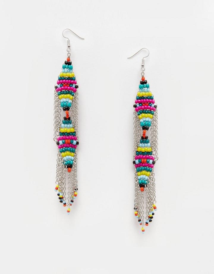 Asos Bead And Chain Drop Earrings - Multi