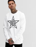 Diesel S-girya Star Print Crew Neck Sweat In White - White