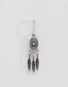 Asos Design Statement Hoop Earring With Feathers In Burnished Silver - Silver