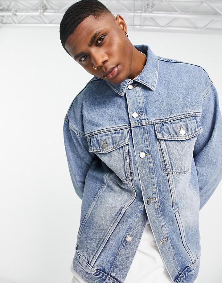 Dr Denim Oversized Denim Jacket In Light Wash-blues