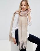 Yumi Monochrome Block Scarf With Tassel Detail - Multi