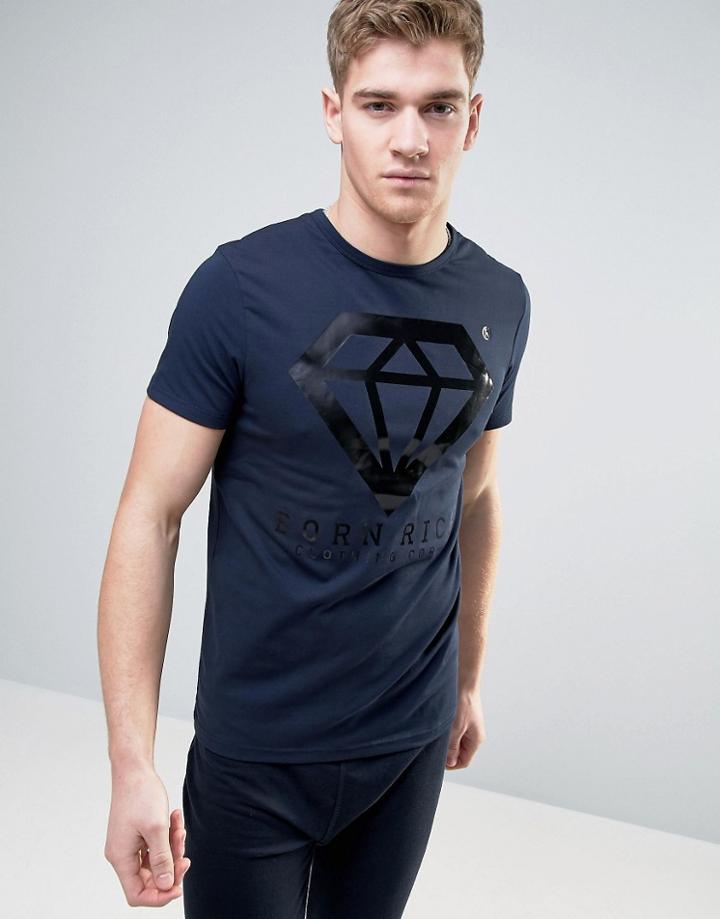 Born Rich Chest Logo T-shirt - Navy