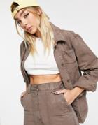 Topshop Set Carpenter Jacket In Brown