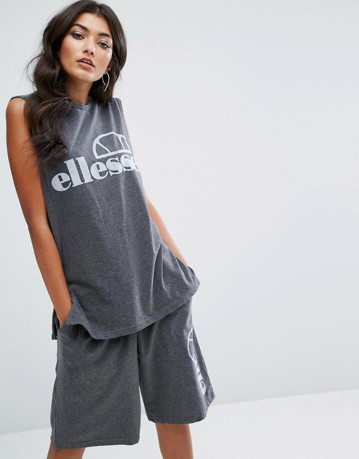Ellesse Sleeveless T-shirt With Logo Co-ord - Gray