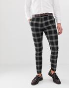 River Island Skinny Check Pants In Black - Black
