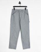 Asos Design Carpenter Pants In Gray Pinstripe-grey