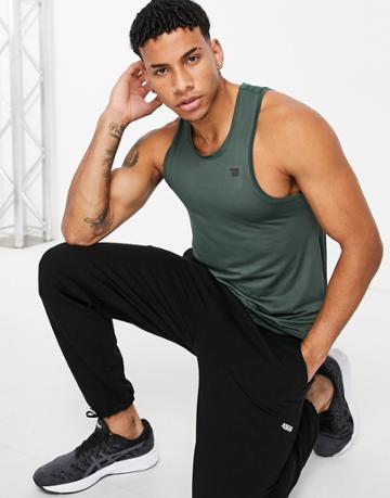 Threadbare Active Racer Back Training Tank In Khaki-green
