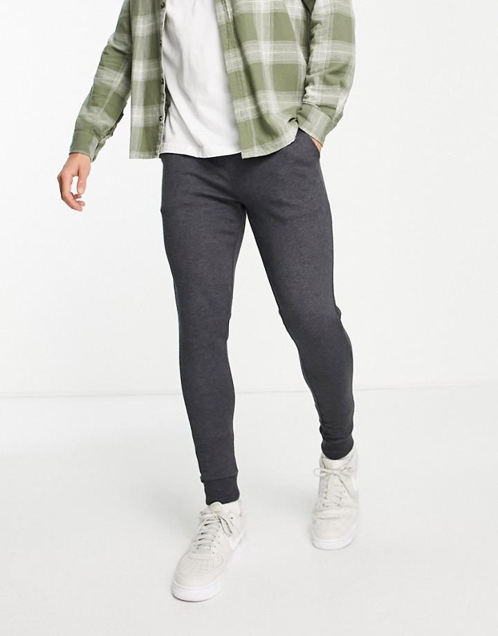 Asos Design Skinny Joggers In Charcoal - Black
