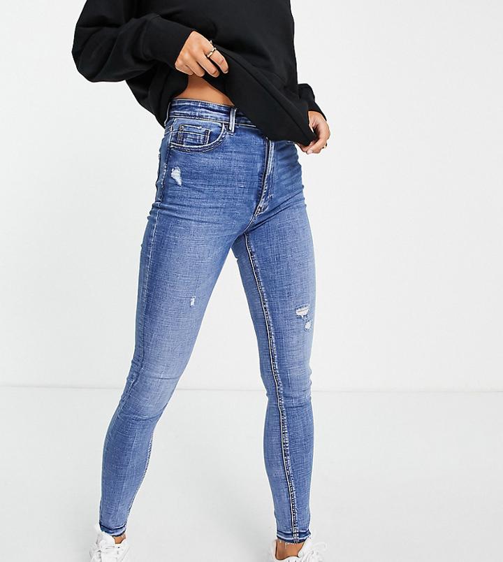 Stradivarius Tall Super High Waist Skinny Jean In Light Blue-blues