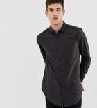 Asos Design Tall Regular Fit Longline Oxford Shirt In Black