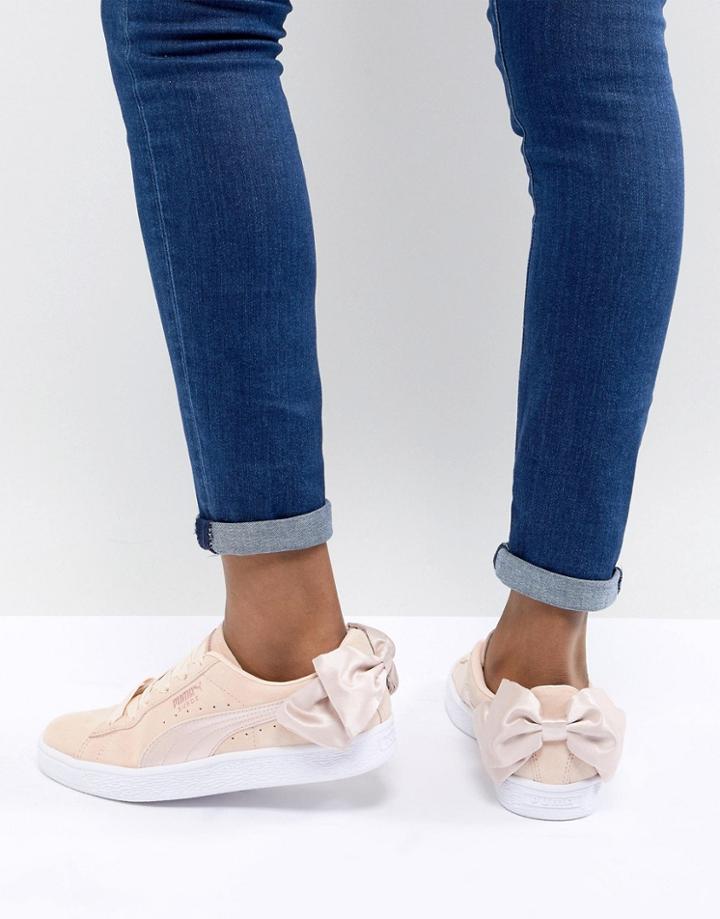 Puma Suede Bow Valentines Sneakers In Pink - Pink