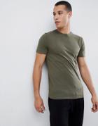 New Look Muscle Fit T-shirt In Khaki - Green