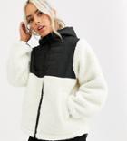 Asos Design Petite Fleece Jacket With Contrast Animal In Cream