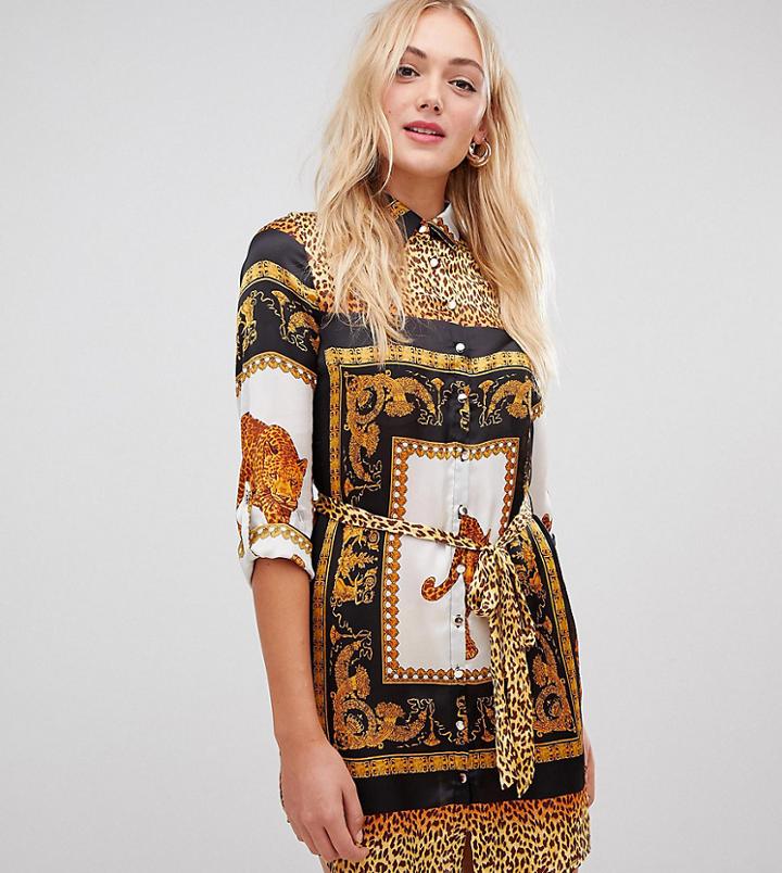 Parisian Tall Chain Scarf Print Shirt Dress - Multi