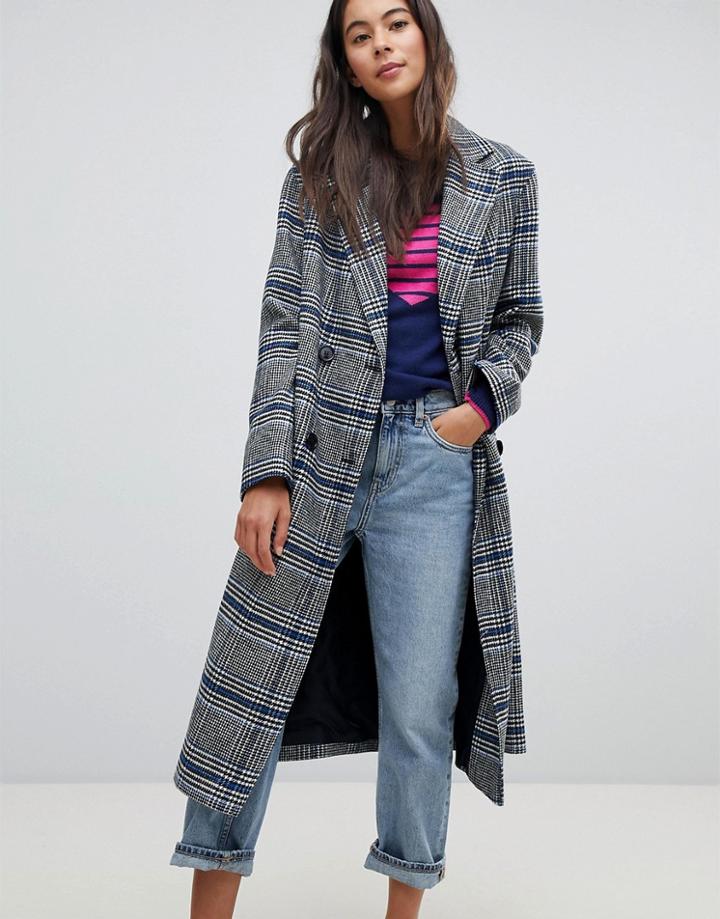 Helene Berman Double Breasted Check Coat - Multi