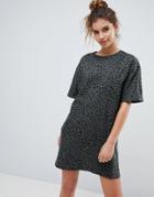 Asos Ultimate T-shirt Dress In Leopard Print - Multi