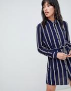 Unique 21 Stripe Tie Waist Dress - Navy