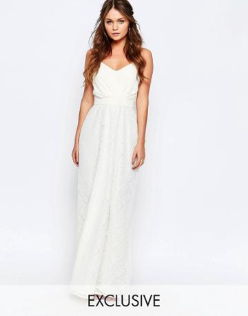Elise Ryan Maxi Dress With Lace Skirt - Cream