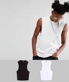 Asos Sleeveless T-shirt With Dropped Armhole 2 Pack Save - Multi