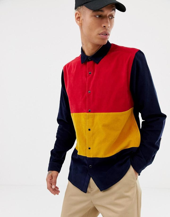 Asos Design Cord Cut & Sew Overshirt - Multi
