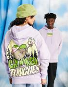 Crooked Tongues Unisex Oversized Hoodie With Ct Man Back Graphic Print In Lilac-purple