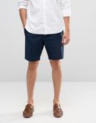 Asos Tailored Shorts In Navy Washed Cotton - Navy