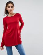 Asos Long Sleeved Swing Top - Red