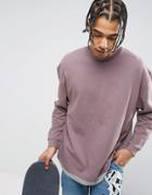 Asos Oversized Sweatshirt With T-shirt Hem - Purple
