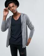 Allsaints Knitted Zip Hoodie In Merino Wool - Gray