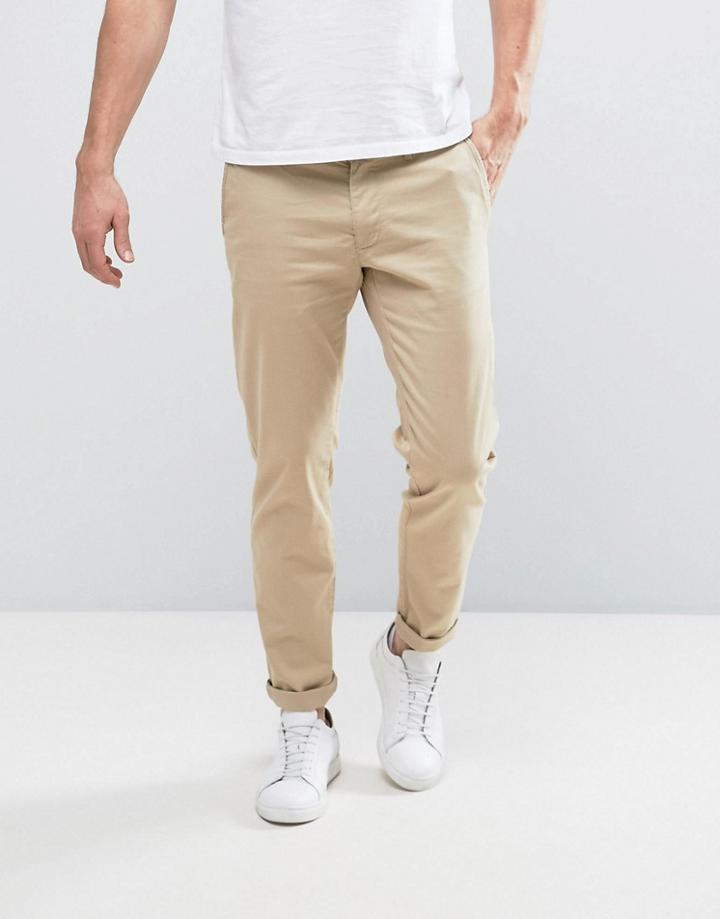 Sisley Chinos In Slim Fit - Beige